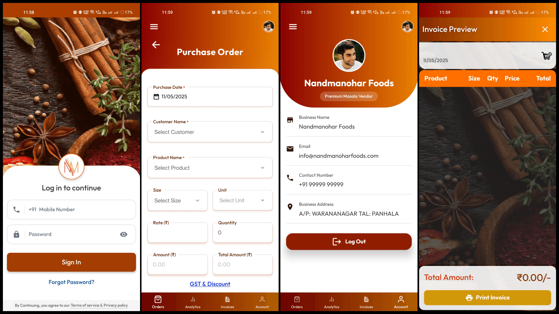 Food Vendor App